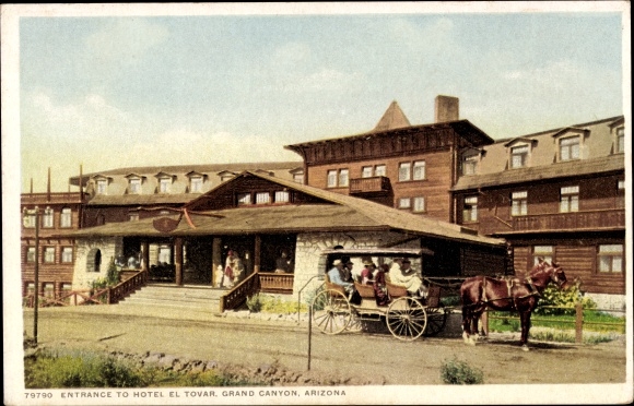 Ak Grand Canyon Arizona Vereinigte Staaten, Eingang zum Hotel el Tovar