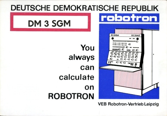 KP radio card DM3SGM, advertising Robotron, Robotron distribution Leipzig