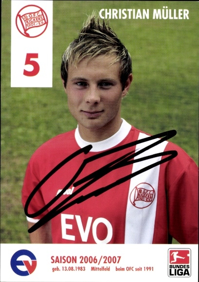 Autogrammkarte Fußballer Christian Müller, Kickers Offenbach, Autogramm