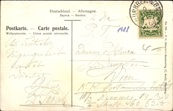 Kunstenaarskaart Kley, Heinrich, Neurenberg in Midden-Franken, aan de Tiergärtner Tor
