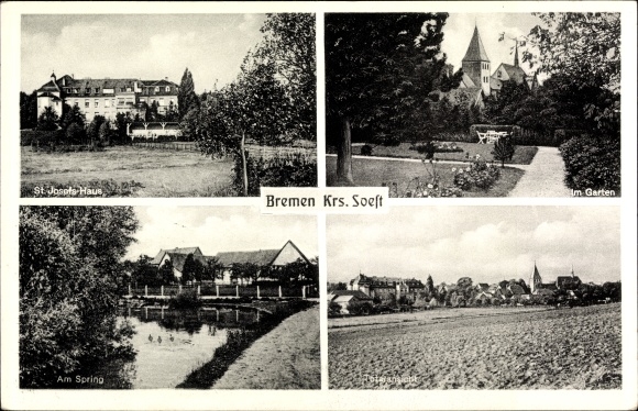 PC Bremen Ense im Sauerland, St. Joseph&#39;s house, in the garden, total view, Spring