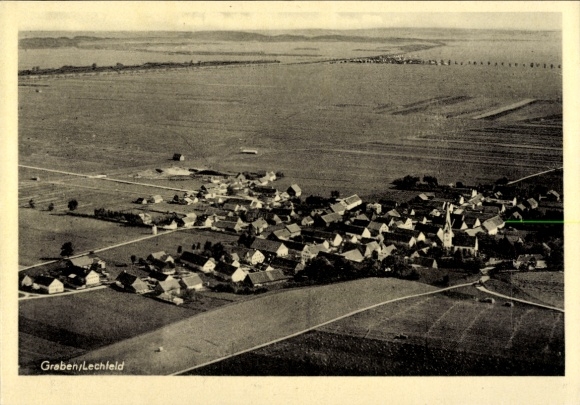 Postcard Graben in Lechfeld Swabia, aerial photograph