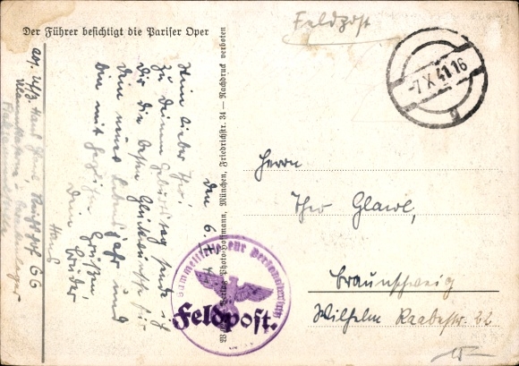 Postcard Paris, Führer and Reich Chancellor Adolf Hitler, Paris Opera, Visit