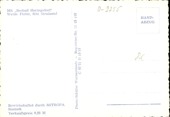 Ak MS Seebad Heringsdorf, Witte Vloot Stralsund