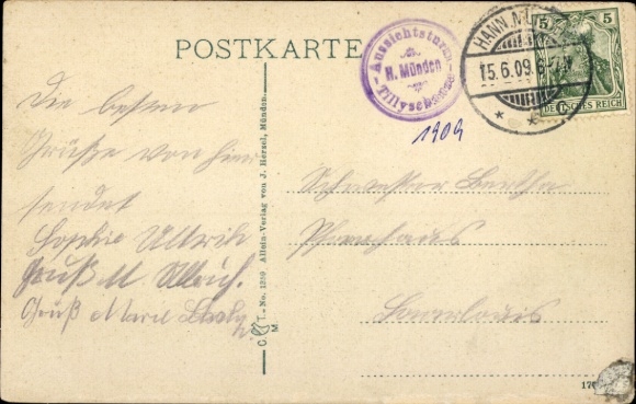 Postcard Hann. Münden in Lower Saxony, confluence of Werra and Fulda, steamer prince Bismarck