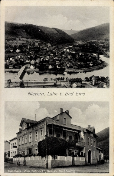 KP Nievern Nadrenia-Palatynat, widok całości, Zajazd Zum Lahneck, wł. o. Carl Lüning