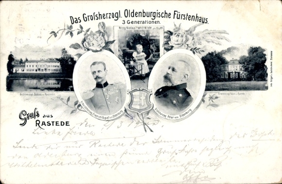 Ak Rastede in Oldenburg, Schloss, Großherzoglich Oldenburgisches Fürstenhaus, 3 Generationen