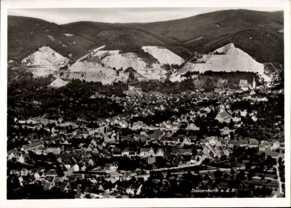 Postcard Dossenheim an der Bergstraße Baden, aerial photograph