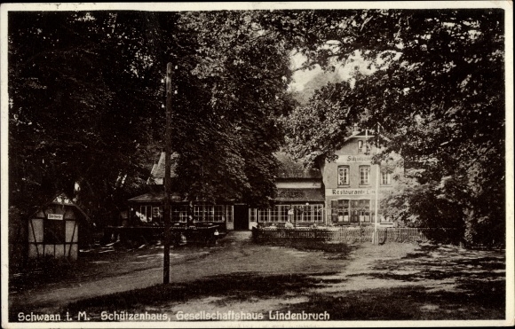 Postcard Schwaan in Mecklenburg Vorpommern, Schützenhaus, Gesellschaftshaus Lindenbruch