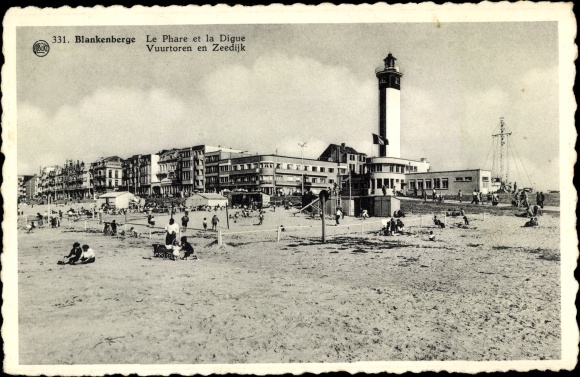 Postcard Blankenberghe Blankenberge West Flanders, lighthouse, Zeedijk