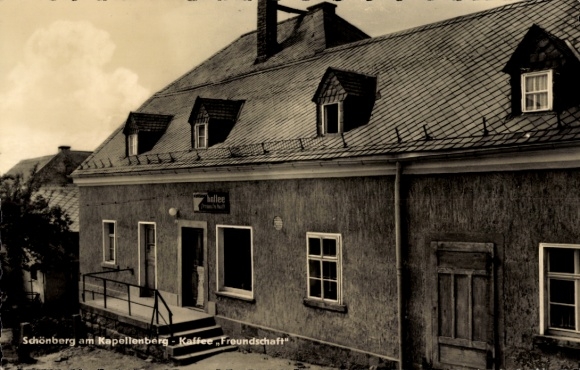 Postcard Schönberg am Kapellenberg Bad Brambach im Vogtland, Kaffee Freundschaft