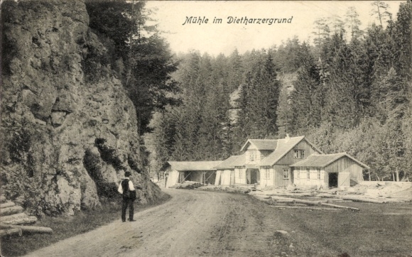 Postcard Tambach Dietharz in Thuringia, mill