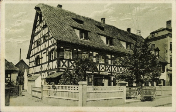 Ak Zirndorf in Midden-Franken, Cafe Bub, vakwerkhuis