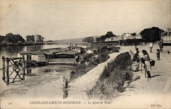 Postcard Conflans Sainte Honorine Yvelines, The Quai de Seine