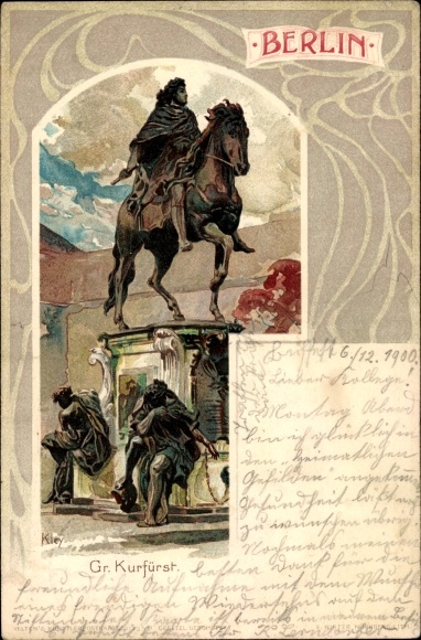 Artist Chromo-Litho Kley, Berlin Mitte, Great Elector, Equestrian Monument