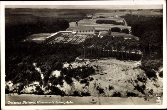 Ak Ostseebad Koserow auf Usedom, Siemens Erholungsheim, Marine Lazarett Z 21, Fliegeraufnahme