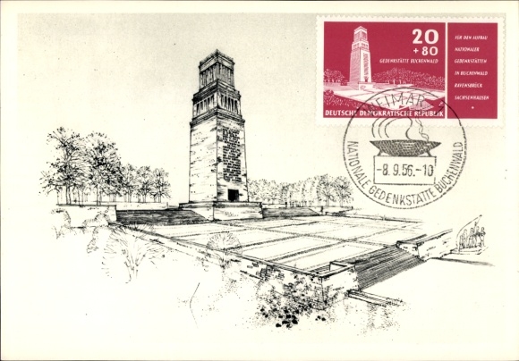 Postcard Weimar in Thuringia, National Memorial and Memorial Site Buchenwald, Bell Tower