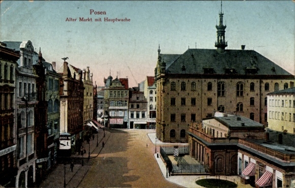 Postcard Poznań Poznan, Old Market, Main Guard
