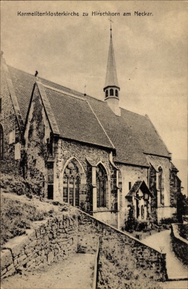 Ak Hirschhorn am Neckar Hessen, Karmelitenklosterkirche, historischer Stil, Souvenirmotiv