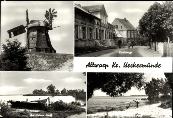 KP Ueckermünde na Pomorzu Zachodnim, wiatrak, ulica wiejska, mała wioska, linia brzegowa
