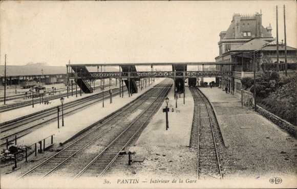 Ak Pantin Seine Saint Denis, Bahnhof  Gleise, Brücke, Gebäude, historisch