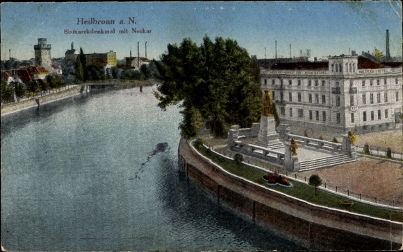 Postcard Heilbronn am Neckar, Bismarck Monument