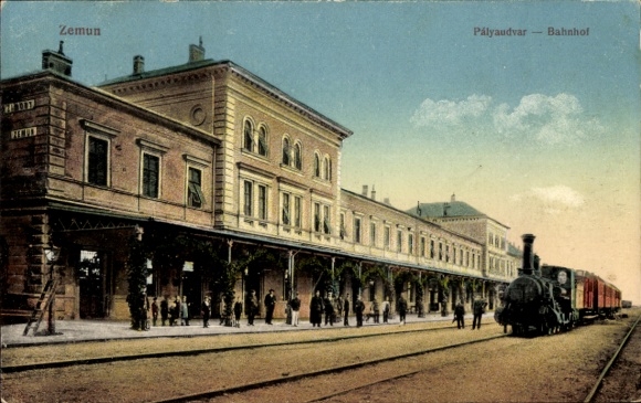 Ak Zemun Semlin Beograd Belgrado Servië, treinstation, spoorweg