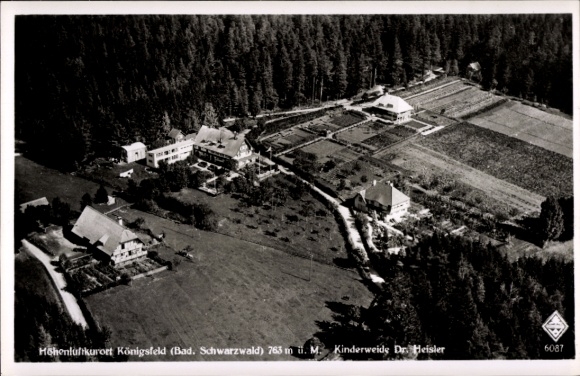 Ak Königsfeld im Schwarzwald Baden, Luftaufnahme, Höhenluftkurort, Gartenanlagen, Gebäude
