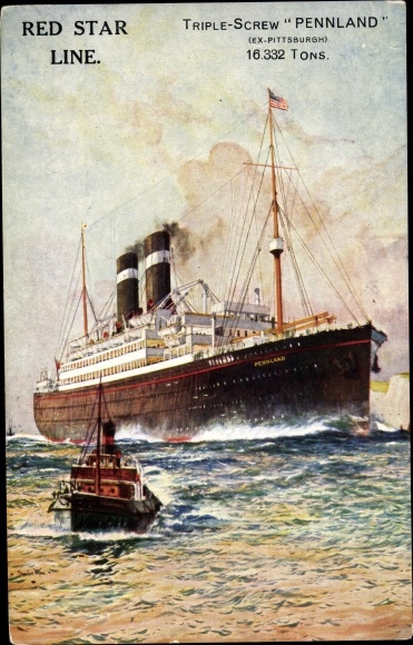 Artist Postcard Steamer Pennland, Red Star Line