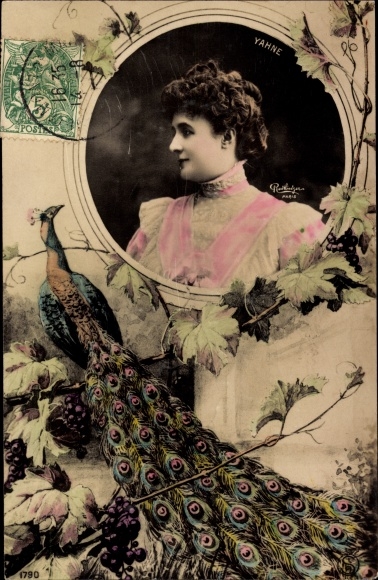 Passe-partout PC actress Yahne, portrait, peacock, Reutlinger