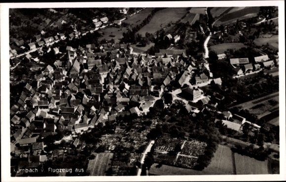 Postcard Kirnbach Wolfach in the Black Forest, aerial view of many roofs, rural surroundings