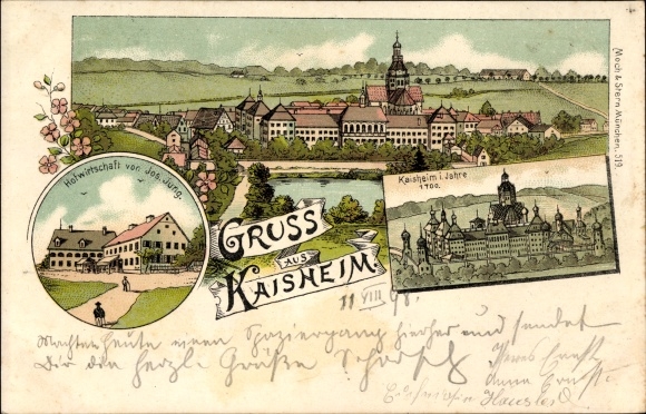 Chromo-Litho Kaisheim in the Swabian district of Donau Ries, court economy by Jos. Young, view 1700
