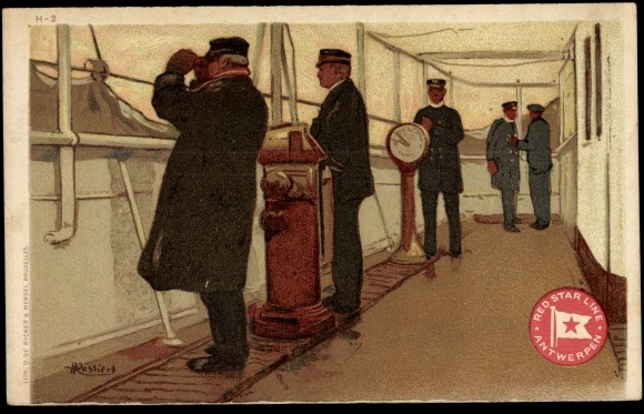 Kunstenaar litho Cassiens, H., Red Star Line Steamboat, RSL, Sailors