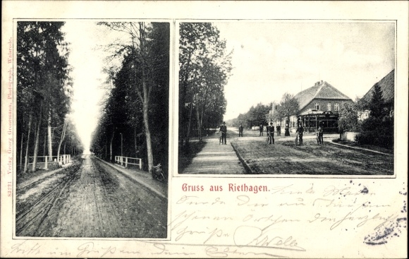 Postcard Riethagen Hodenhagen in Lower Saxony, town views