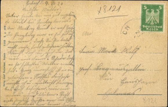Postcard Habach Oberbayern, view from Ulrichsbühl, Heimgarten, Herzogstand, Buchwieser shop