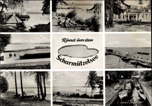 Postcard Neu Golm Bad Saarow Pieskow in der Mark, Scharmützelsee, youth hostel, Erich-Meinert-Platz