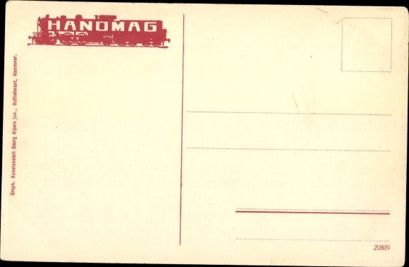 Postcard Indian Railways, 4-6-0 Locomotive with Tender, Jodhpur Bikanir Railway, Hanomag