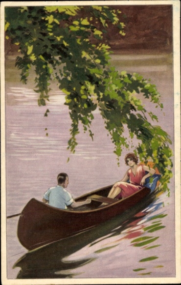 Artist Postcard Busi, Couple in a canoe