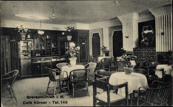 Postcard Grevesmühlen in Mecklenburg, Cafe Körner, interior view