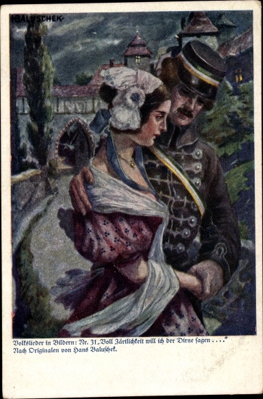 Artist Postcard Baluschek, folk songs in pictures 31, full of tenderness I want to say to the whore