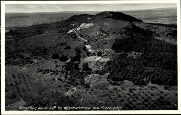 Postcard Wassertrüdingen in Middle Franconia, Hesselberg, aerial photograph