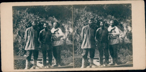 Stereo Photo Manchuria China, Guys, Russians ?, Group Photo