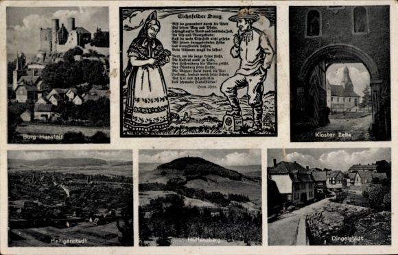 Ak Dingelstädt Thüringen, Kloster Zella, Burg Hanstein, Eichsfelder Sang