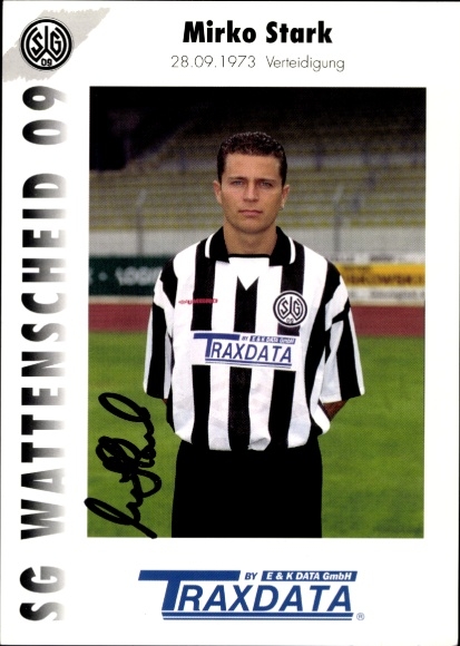 Autograph card footballer Mirko Stark, SG Wattenscheid 09, autograph