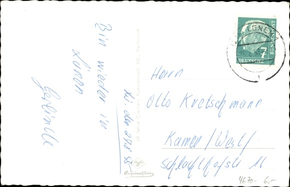 Postcard Lünen in Westphalia, Cappenberger See, Cappenberg Castle, Viktoria colliery, main station, half-timbered