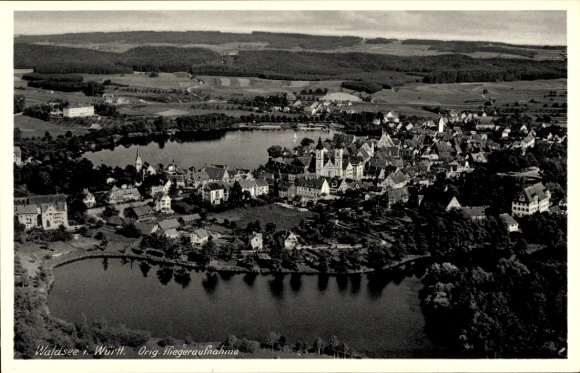 Postcard Bad Waldsee in Upper Swabia Württemberg, aerial photograph