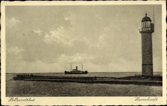 Postcard Hellevoetsluis South Holland, Havenhoofd, lighthouse