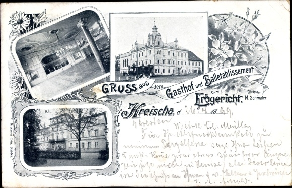 Postcard Kreischa in the Ore Mountains, inn and ballet establishment for the inheritance court, interior view, Bad