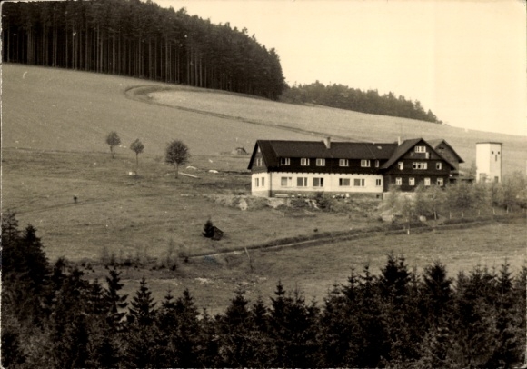 Postcard Waschleithe Grünhain Beierfeld in the Ore Mountains, charcoal burner's hut Fürstenbrunn, Altenburger Prinzenrau