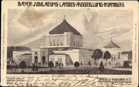 Postcard Nuremberg in Middle Franconia, Bavarian Jubilee State Exhibition 1906, Kunsthalle